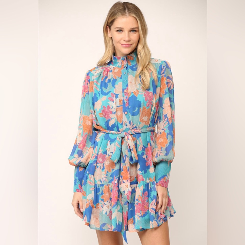 Fate floral tie waist dress